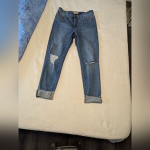 Madewell 9" Mid Rise Skinny Jeans Womens Size 29 Stretch Blue . Distressed Knees